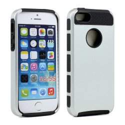 iPhone 5S 5 Slim Armor Hybrid Case (Silver Black)